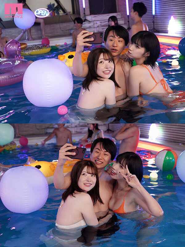 在夜间泳池被超肉食美女诱惑，曲线太辣...忍不住中出了！