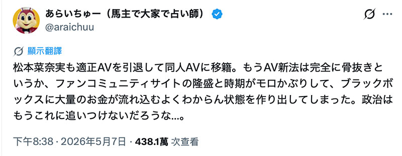 松本菜奈実退出有码界⋯其他女优这样看！