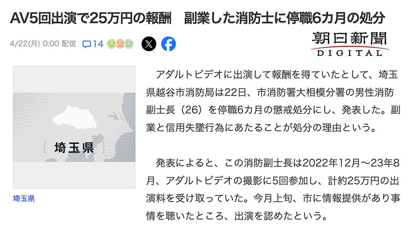 5片25万円!偷拍A片的消防员被抓到的下场是?