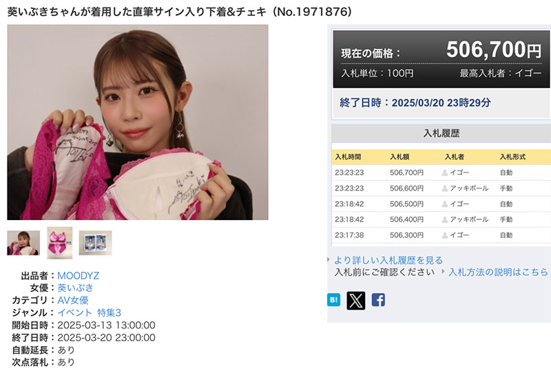 日本粉丝很有钱!宫下玲奈的内衣拍卖也飙天价!